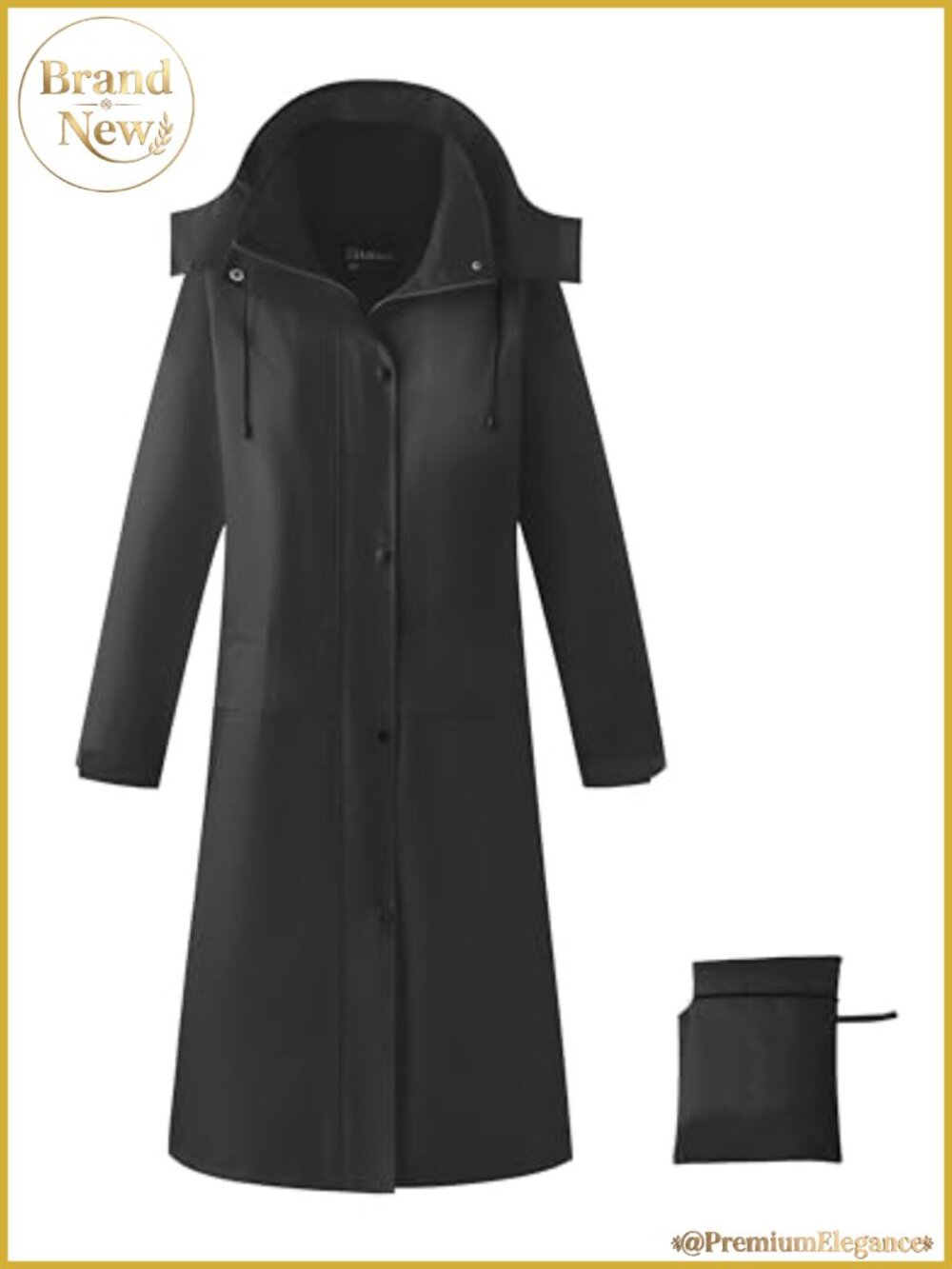Waterproof Long Raincoat with Detachable Hood